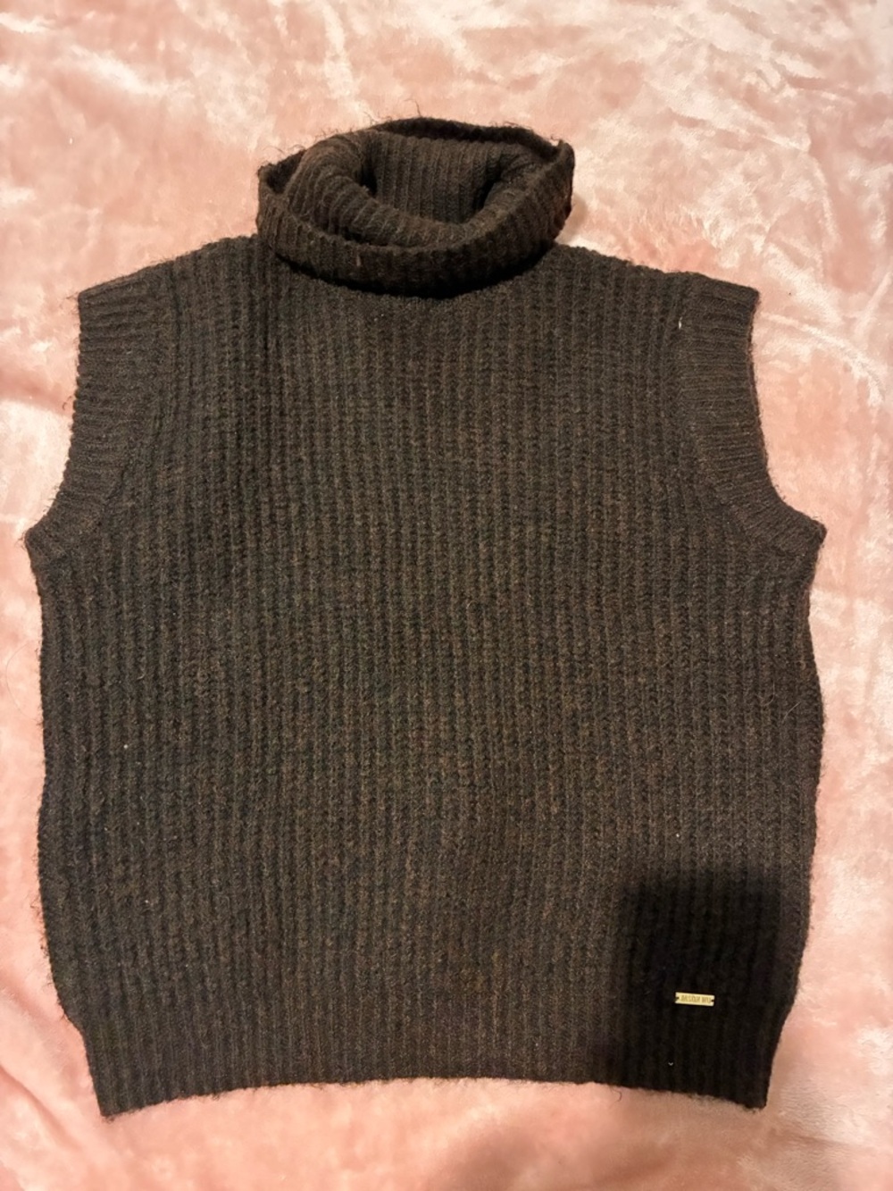 Jason Wu Brown Sleeveless Turtleneck Ribbed Sweater Vest